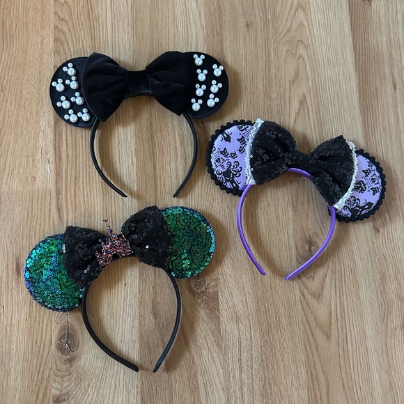 Disney Accessories - NWOT Disney Minnie ears dark green, purple and black bundle